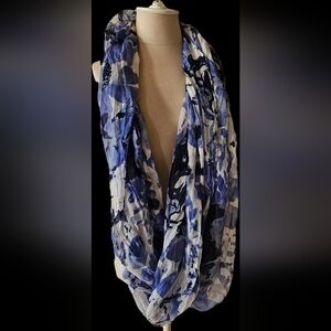 Lightweight Blue Floral Scarf - Women Accessories